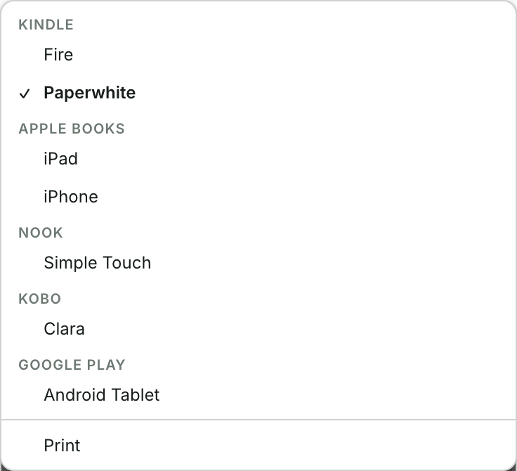 The device picker on the Design screen